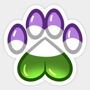 LGBTQ+ Pride Heart Paws - Genderqueer Sticker